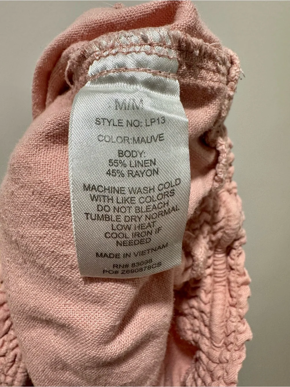 Ci Sono Pink Linen Blend Wide Leg Drawstring Pants Size M